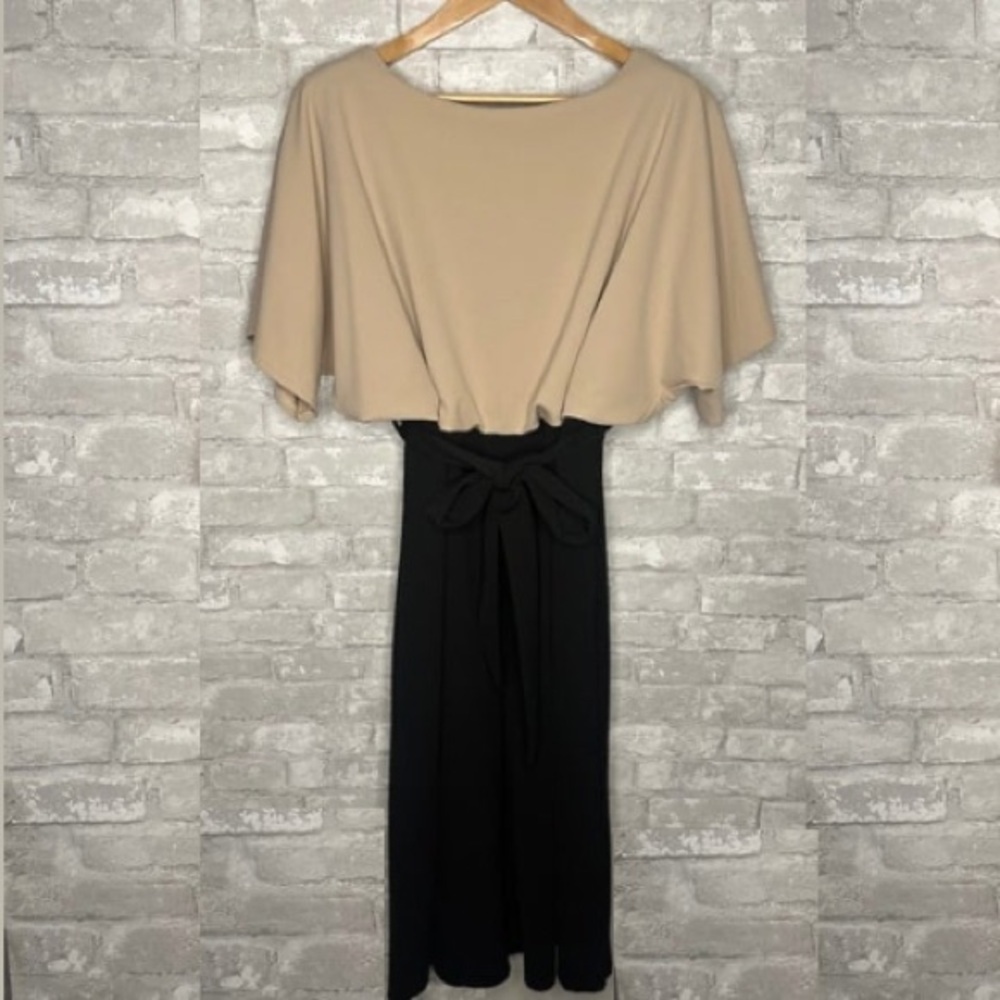 EUC Quiz Women’s Color Block Jumpsuit with Belt Size 22 / XXL (Tan/Black) #E9763